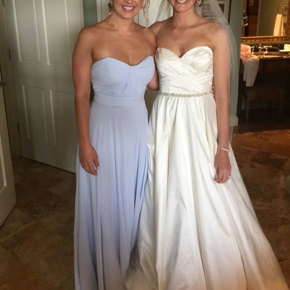 sachin and babi light blue dress Chiffon Pleated V-Neck Maxi Bridesmaid Dress in Sage with Flutter Sleeve